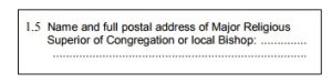 section of the Leprosy Guild form requiring full address of Congregation