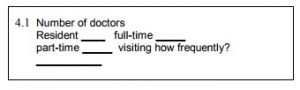 Section of the Leprosy form asking about number of doctors