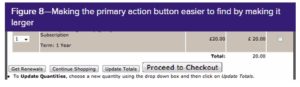 the same form but the button labelled proceed to checkout is larger