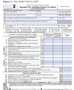 first page of the US tax form with a signature box appearing at the foot of the page, before the form is completed overleaf