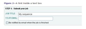 text box where a hint has been entered into the box requesting job title