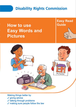 Front cover of the guide "How to use Easy Words and Pictures"