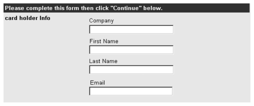 In this version of the form the labels appear above each of the blank form fields