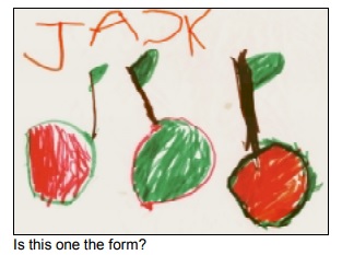 a child's drawing of cherries