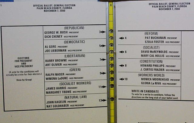 ballot slip from the 2000 Florida US presidential election