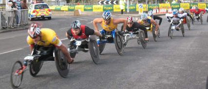 Contestants in wheelchair marathon