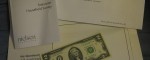 envelope containing survey and dollar bill as an incentive for completing it