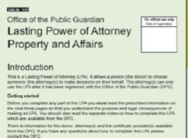 lasting power of attorney form