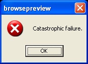 error message reading catastrophic failure with an OK button below