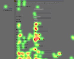 heatmap showing where users eyes are moving on form