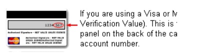 A screenshot of the reverse of a credit card on which the three digit verification number is circled in red