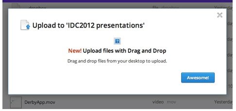 the upload presentation button is actually and unhelpfully labelled awesome