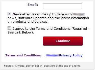 box requiring email with opt-in option already ticked