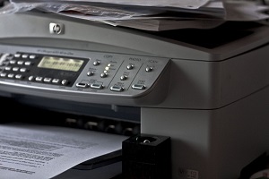 office printer and printing in progress