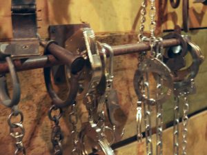 handcuffs attached to railing