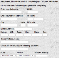 screen grab showing the start of the Citizen's self arrest form