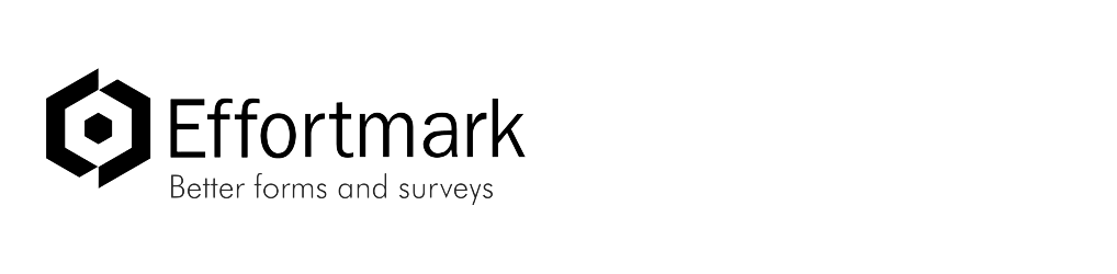 Effortmark logo featuring the words 'better forms and surveys'