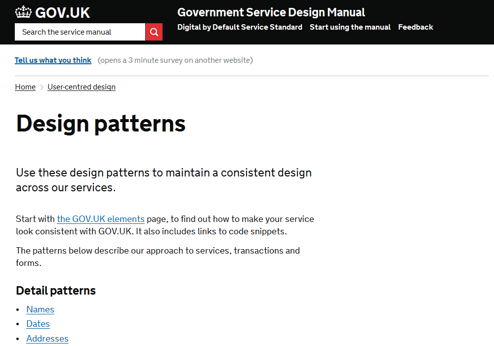 Title slide: Design patterns in government services