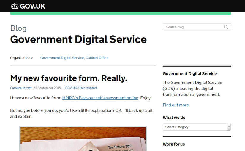 Top a a blog post on the GDS blog