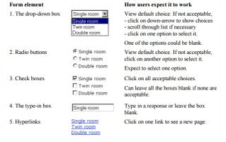 Drop down, radio buttons, check boxes and a type-in box