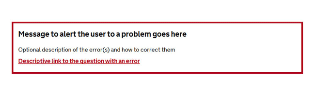 GOV.UK design pattern for error messages