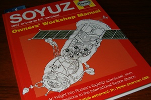 front cover of spoof Hayes owner's workshop manual featuring the Soyuz rocket