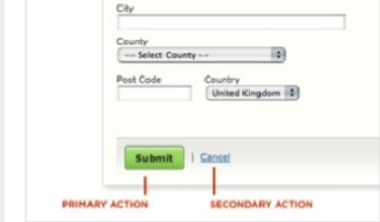 A form featuring submit and cancel buttons