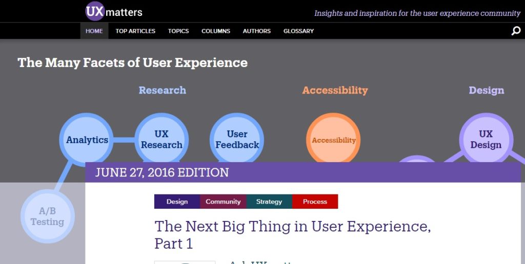 home page of UX Matters
