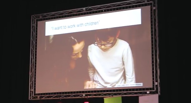 A young woman who says she wants to work with children