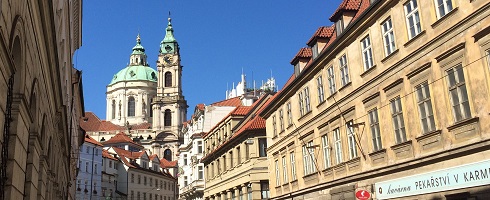 view of Prague's old town looking towards the cathedral