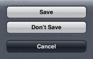 choice of buttons reading save, don't save, cancel