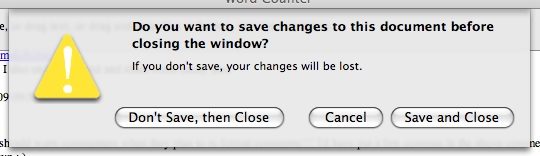 example of save and close button