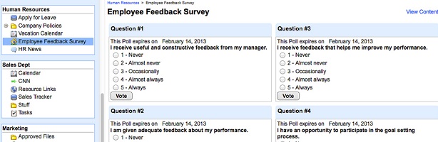 employee survey laid out in two columns