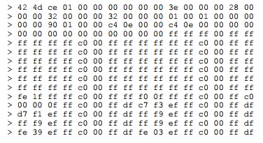 bitmap extract showing rows and lines of figures