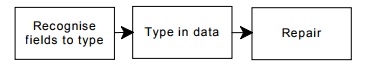 figure shows process: recognise fields to type, type in data, repair