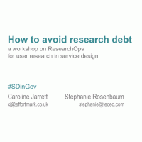 First slide of a workshop on 'How to avoid research debt'