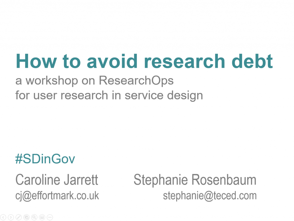 Title slide from the presentation "How to avoid research debt"
