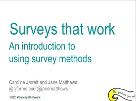 title page of slides for the training course Surveys that Work