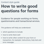 “Write good questions for forms” advice in the NHS Digital service manual