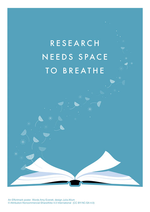 Research needs space to breathe. An open book, with scattered dandelions ascending from it