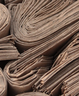 A pile of folded papers