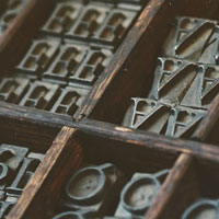 Printer's type in a case box
