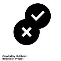 A checkmark and an x