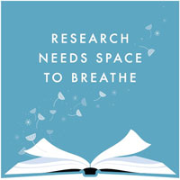 Research needs space to breath: an open book with dandelions flying away from it