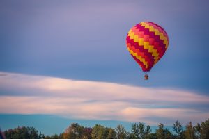 a hot air balloon against a blue sky